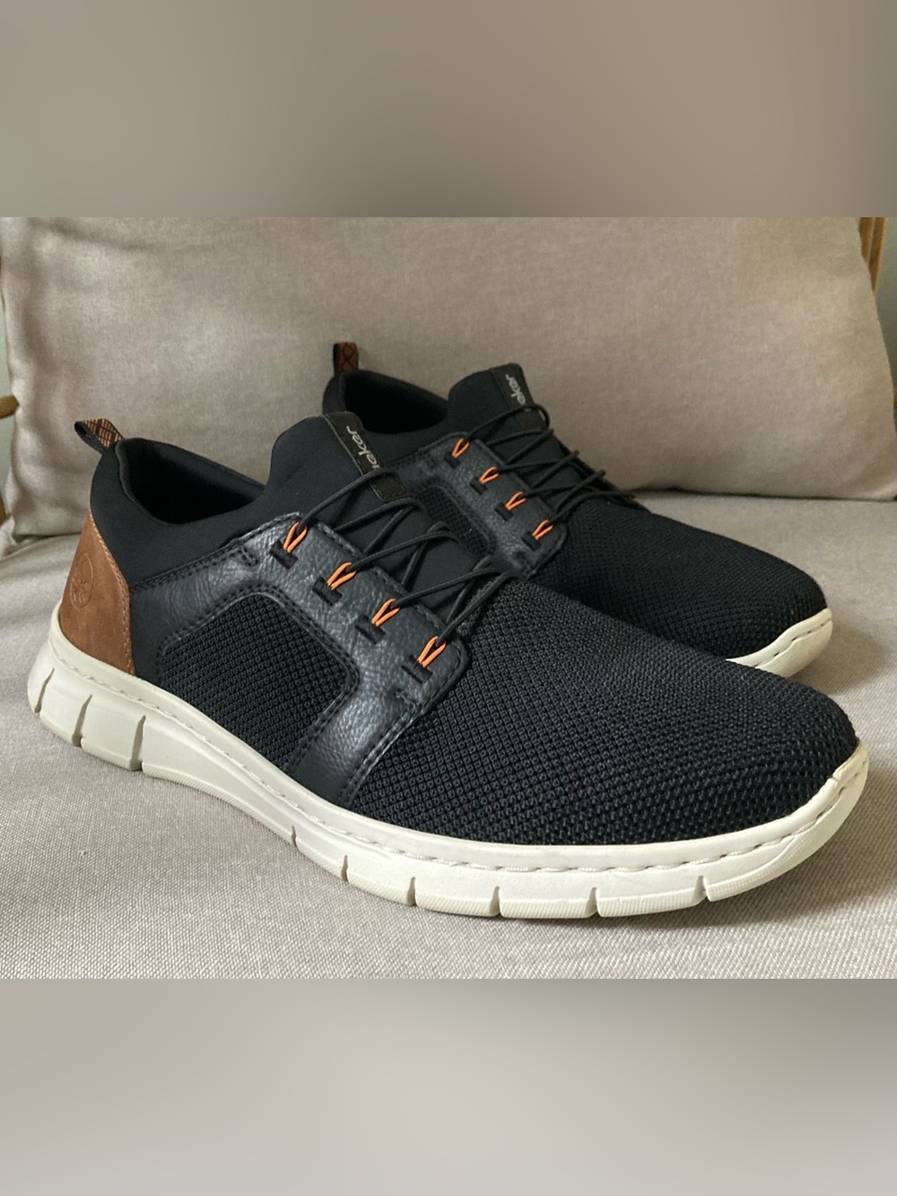 Rieker Timo B7796-00 Men’s 46 US 12.5 Black Orange Mesh Comfort Sneakers
